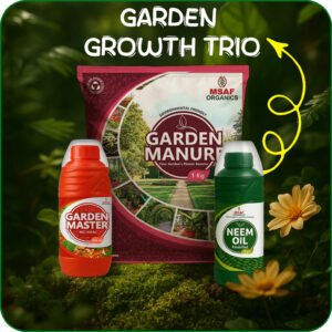 GARDEN GROWTH TRIO (GARDEN MANURE + GARDEN MASTER + NEEM OIL)